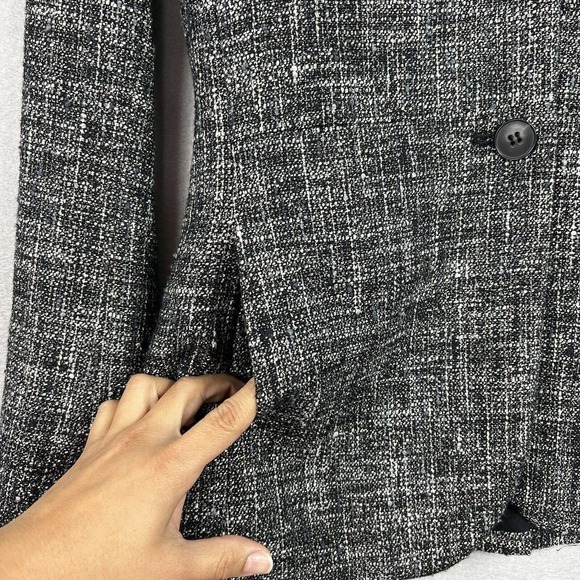 Theory Oversized Blazer Jacket Size 0 Black/Gray tweed Single Breast Office - Picture 6 of 13